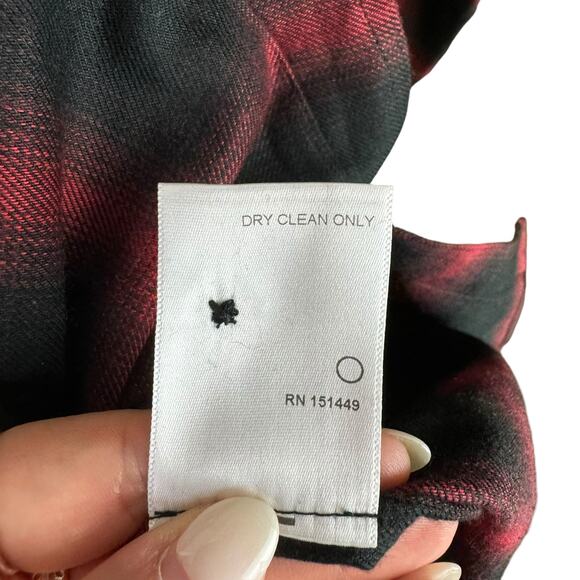 Adaptation NWT Barneys New York Red Black Plaid Flannel Rose Embroidered Dress - Picture 13 of 13